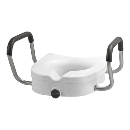 SEAT, TOILET RAISED TILTED W/ARMS RETAIL 5" (2/CS)