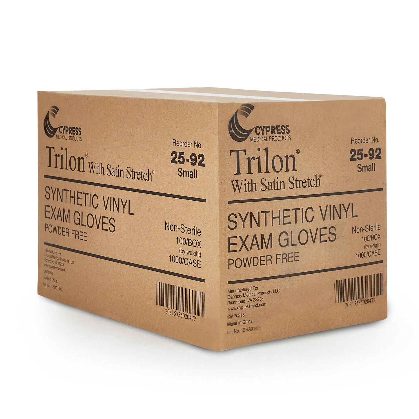 GLOVE, EXAM VNYL SM N/S TRILON(100/BX 10BX/CS)