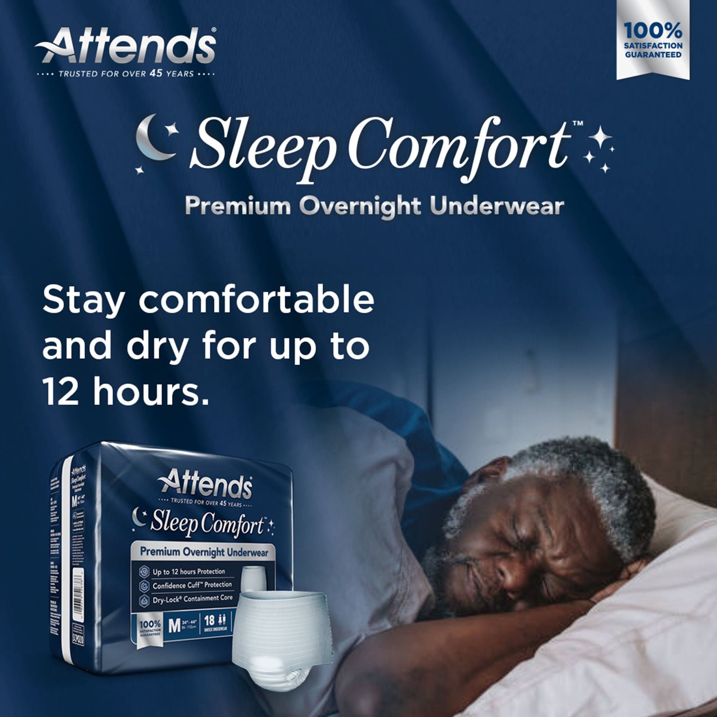 UNDERWEAR, INCONT SLEEP CMFRT PREM OVRNGHT MED (18/BG 4BG/CS