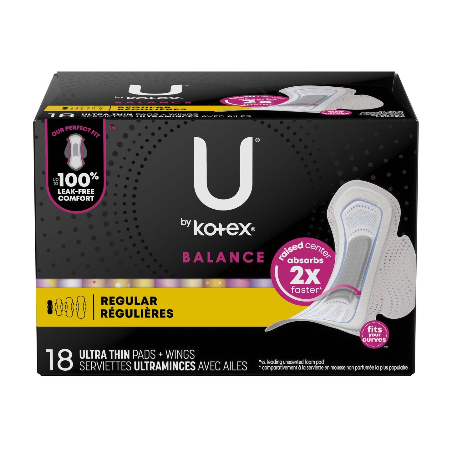PAD, U BY KOTEX SUPER PREM ULTR THIN REG WING (18/PK 6PK/CS)