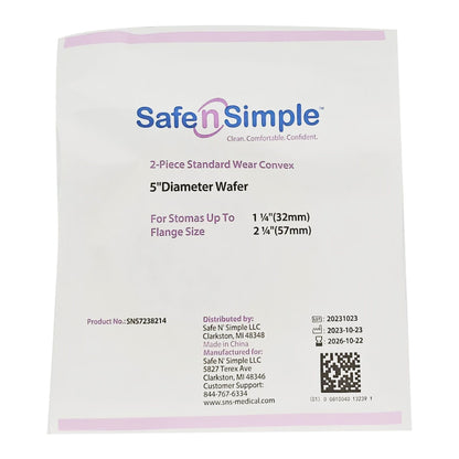 WAFER, OSTOMY CONVEX 2PC RND STD WHT 57MM 2 1/4" (5/BX)