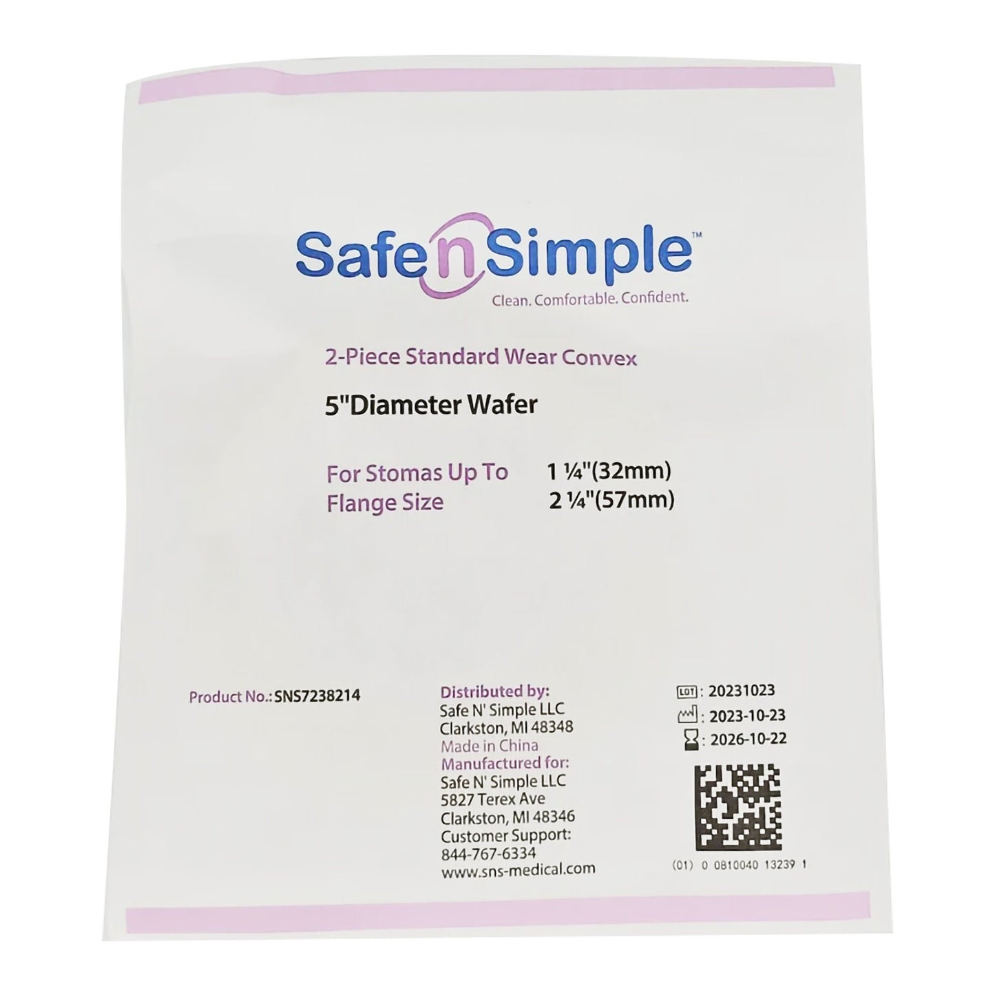 WAFER, OSTOMY CONVEX 2PC RND STD WHT 57MM 2 1/4" (5/BX)