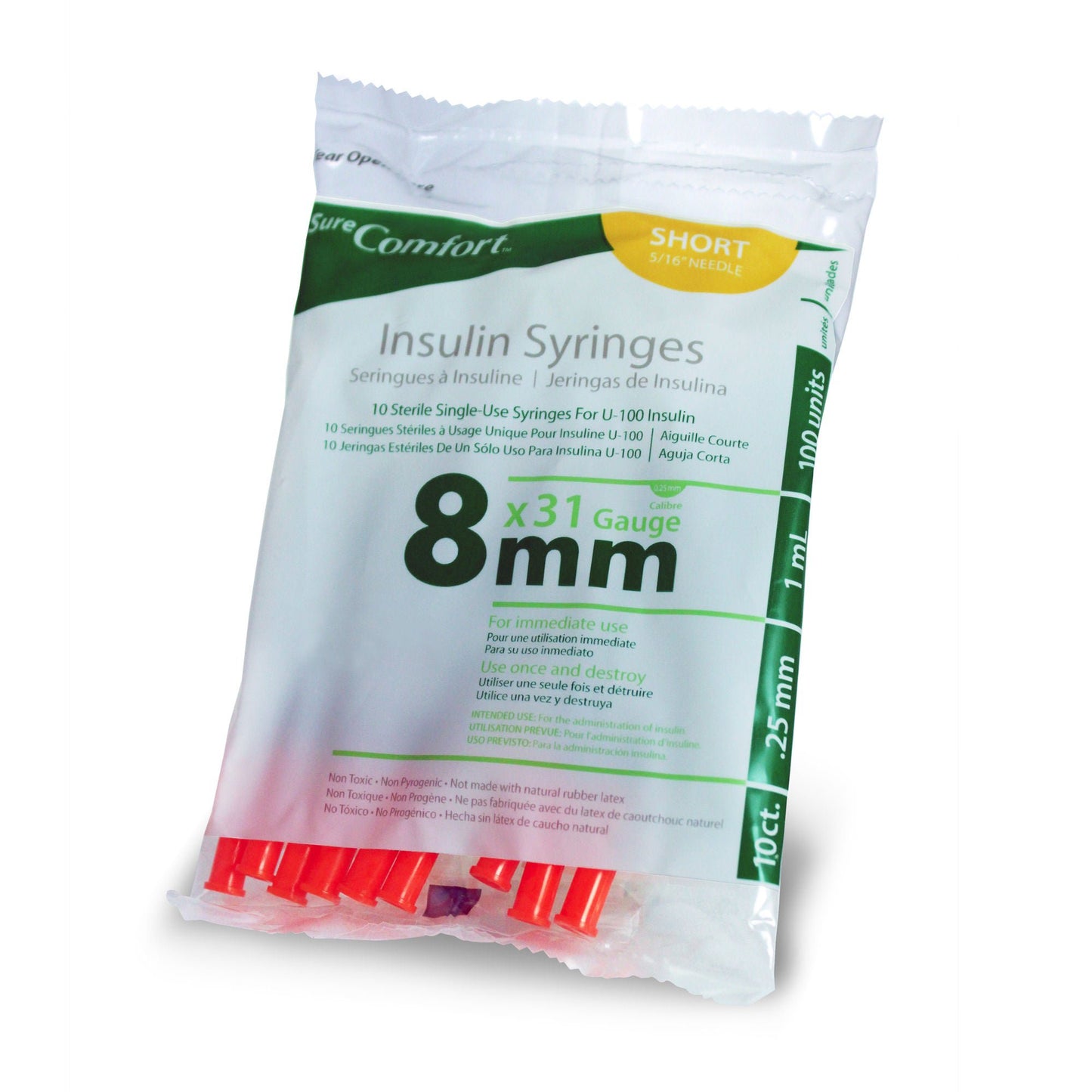 SYRINGE, INSULIN SURECOMFORT 1ML 31GX5/16" (5BX/CS)