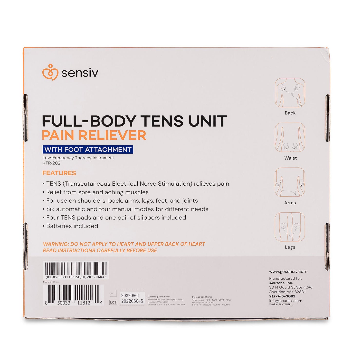TENS UNIT, FULL BODY SENSIV W/FT ATTACHMENT PAIN RELIEF (10/