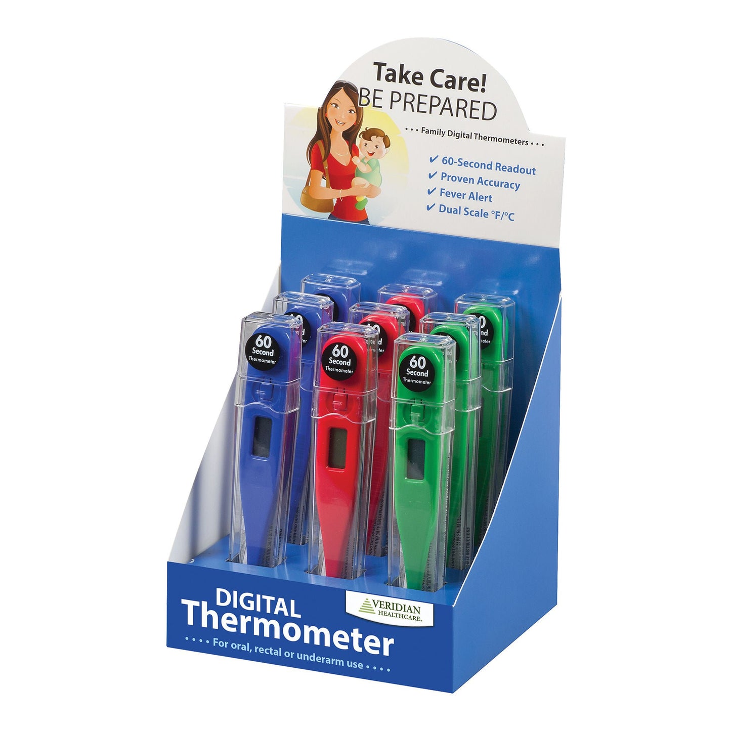 DISPLAY, THERMOMETER DIG 60SECOND RIDGE TIP (9/PK 24PK/CS)