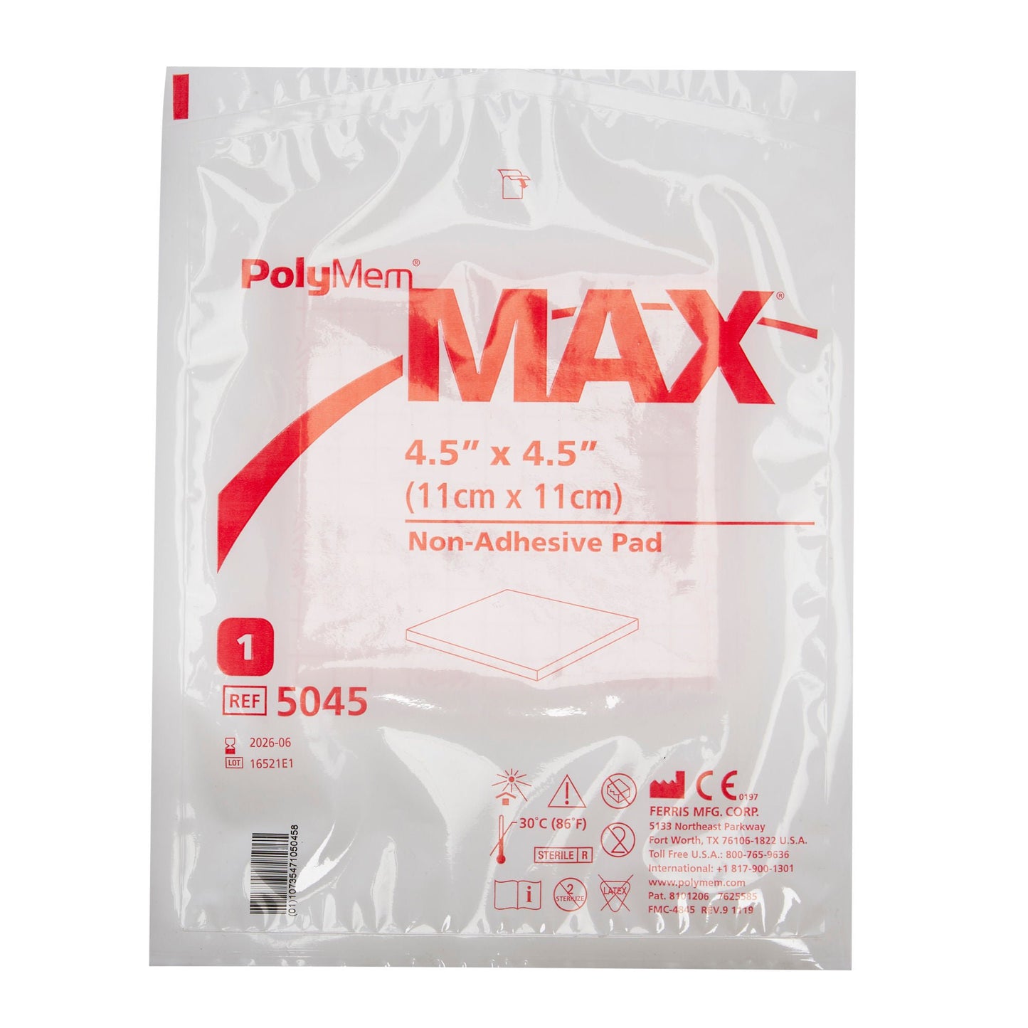 DRESSING, POLYMAX 4 1/2"X4 1/2" (10/BX 2BX/CS)