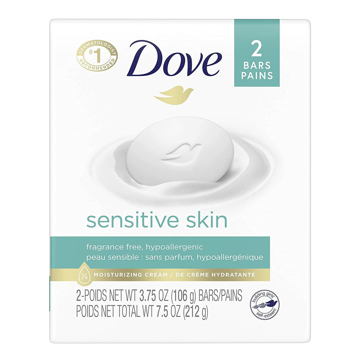 SOAP, DOVE BAR SENSITIVE SKIN UNSCNTD 4.25OZ (2/PK