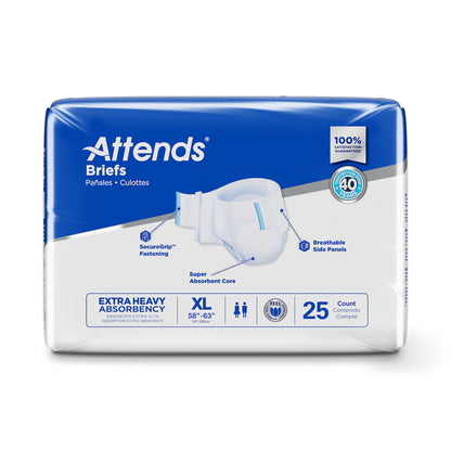 BRIEF, ATTENDS XHEAVY ABSORBENCY XLG (25/BG 4BG/CS)