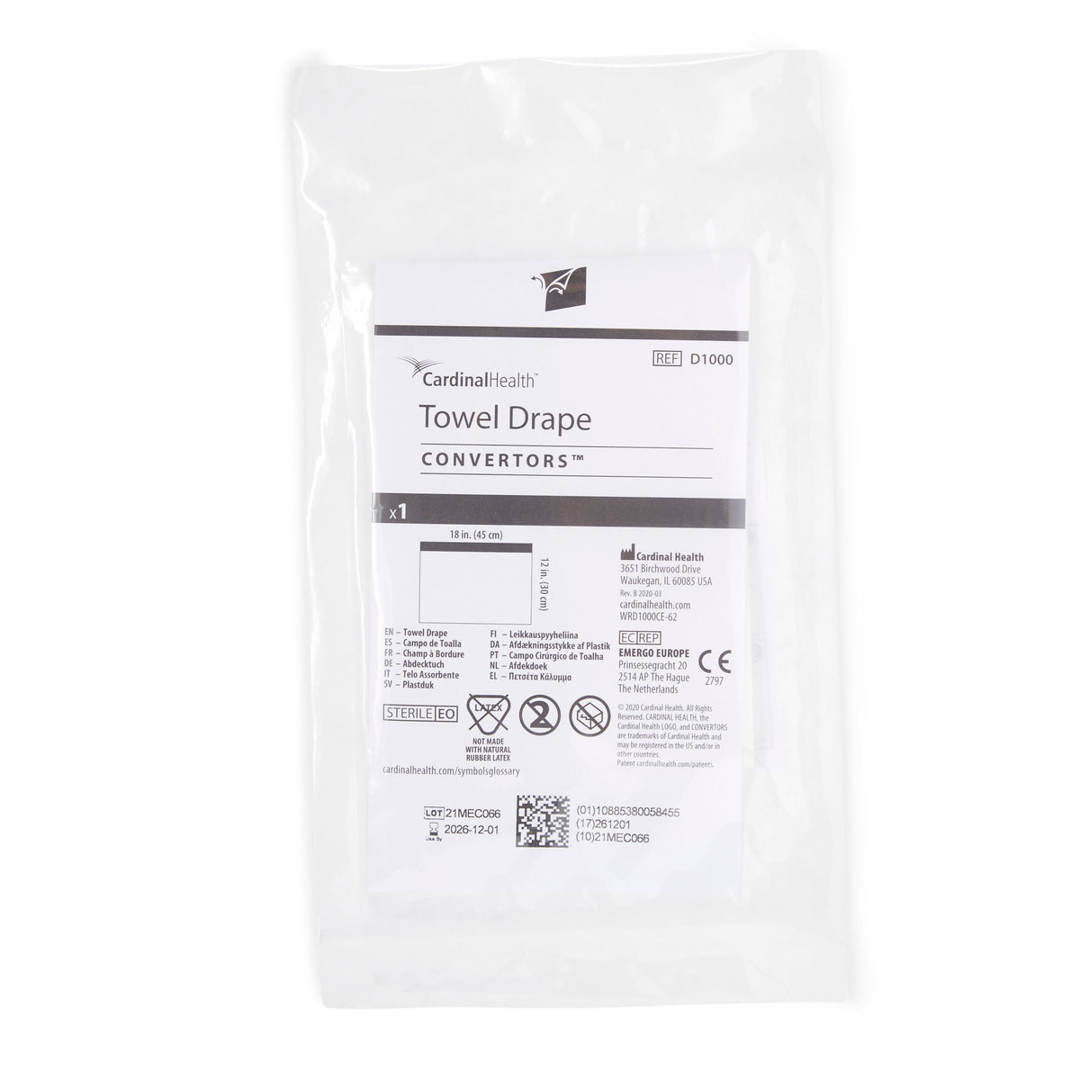 DRAPE, SURG TOWEL ADH PLAS SM 12"X18" (10/BX 1BX/CS)