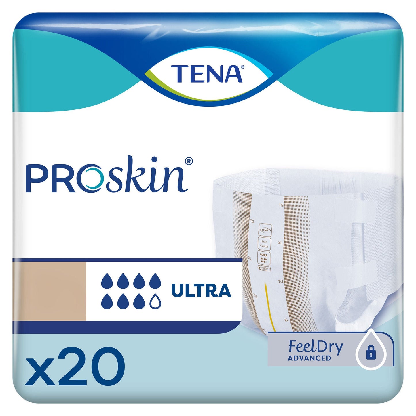BRIEF, TENA PROSKIN ULTRA LG (20/BG 4BG/CS)