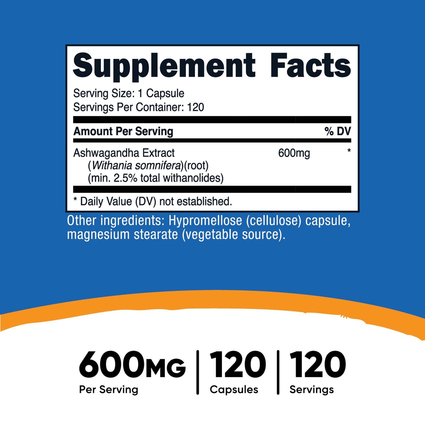 VITAMIN, CAP ASHWAGANDHA ROOT 600MG (120/BT 12BT/CS)