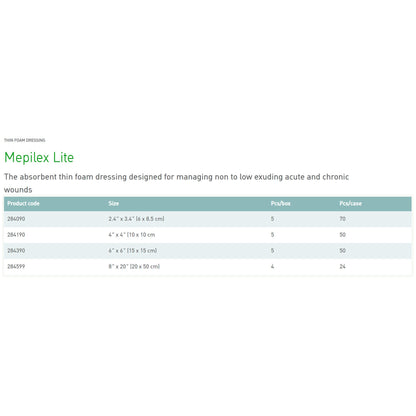 DRESSING, MEPILEX LIGHT 15CMX15CM (5/BX 10BX/CS)