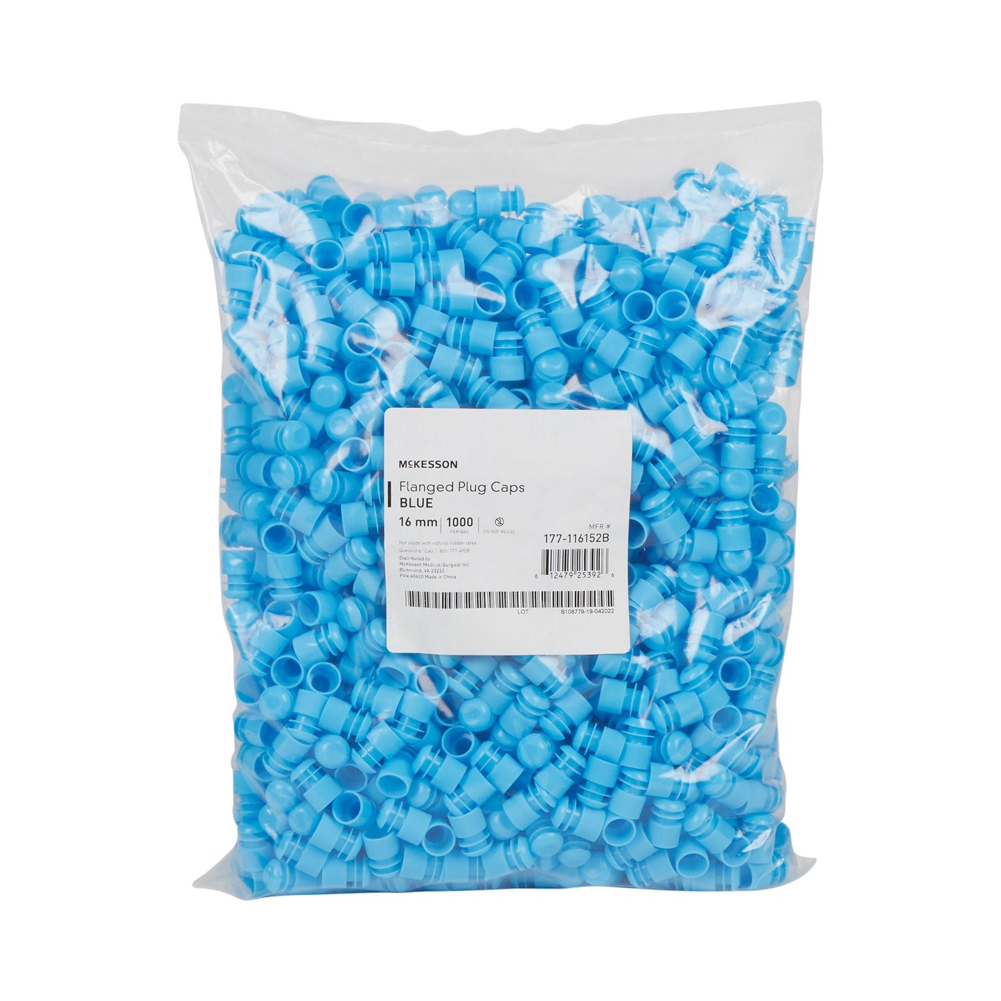 CAP, VAC TUBE BLU 16MM (1000/BG 10BG/CS)