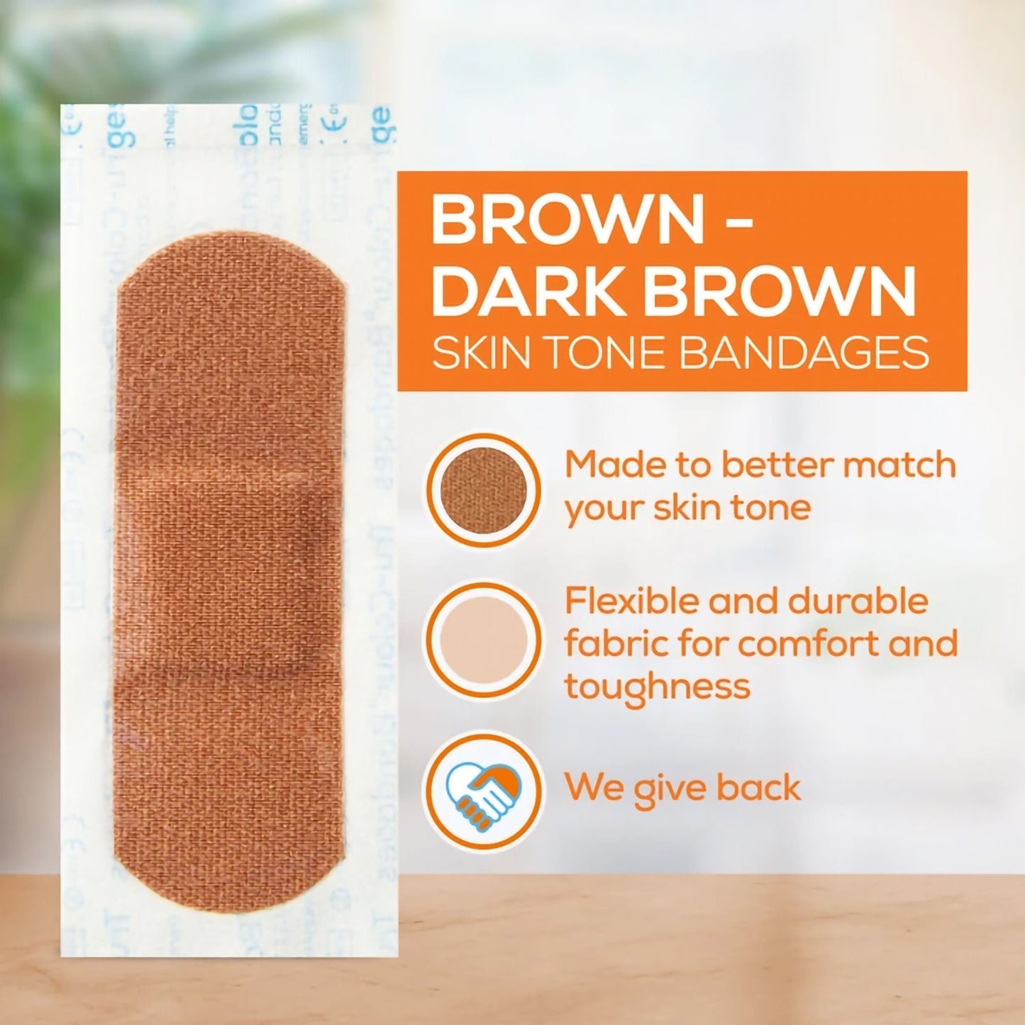 BANDAGE, STD ADH LF BRN SKIN TONE ORG BX 1X3" (100/BX 12BX/C
