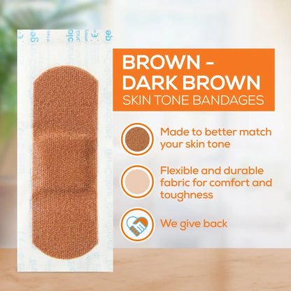 BANDAGE, STD ADH LF BRN SKIN TONE ORG BX 1X3" (100/BX 12BX/C