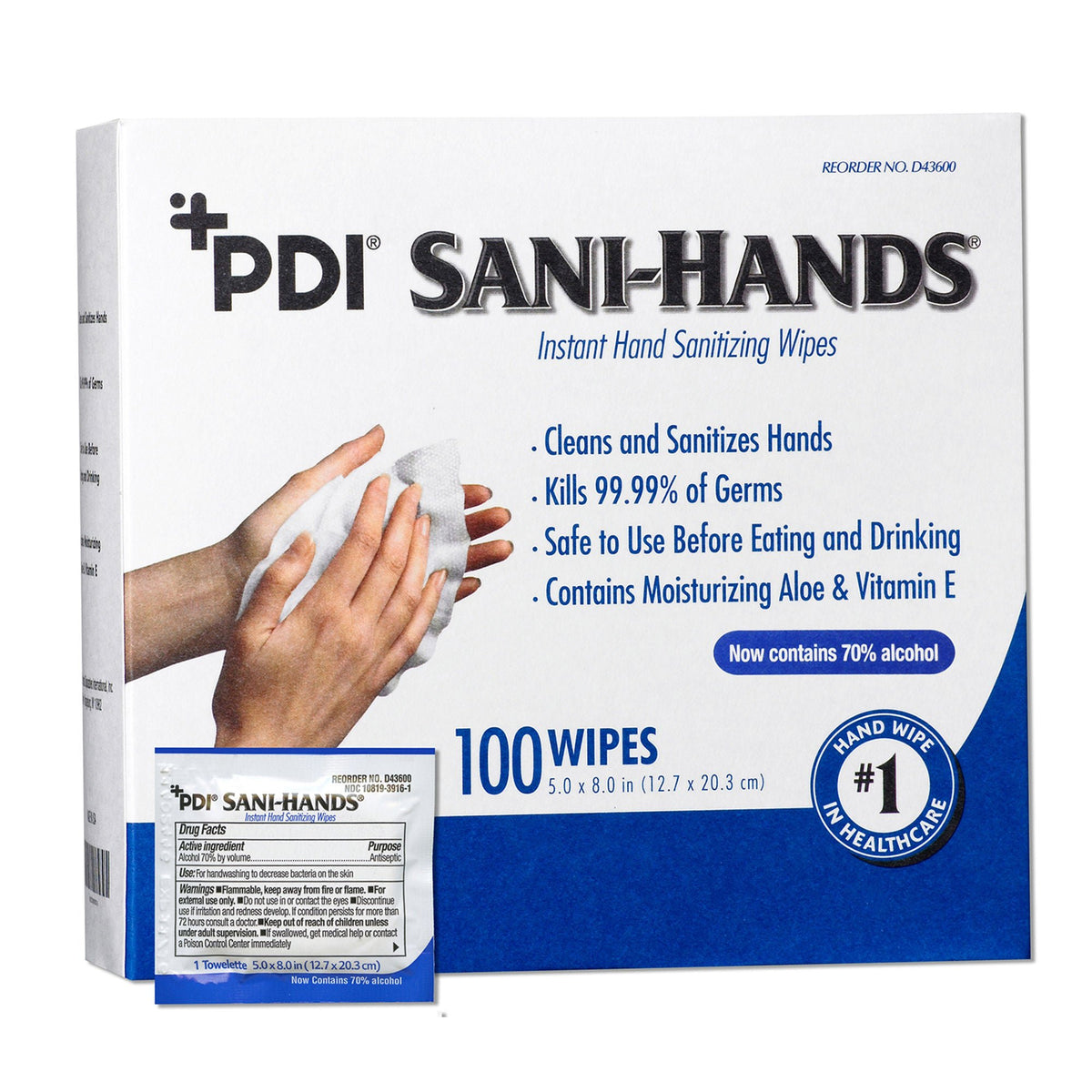 WIPE, SANI-HANDS ALC (100/PK 10BX/CS)