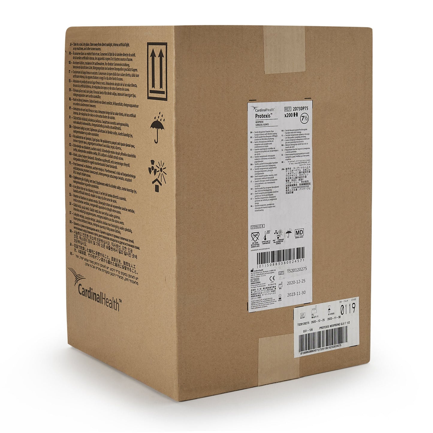 GLOVE, SURG NPRN 7.5 STR2 SMTHCHEMO (50PR/BX 4BX/CS)
