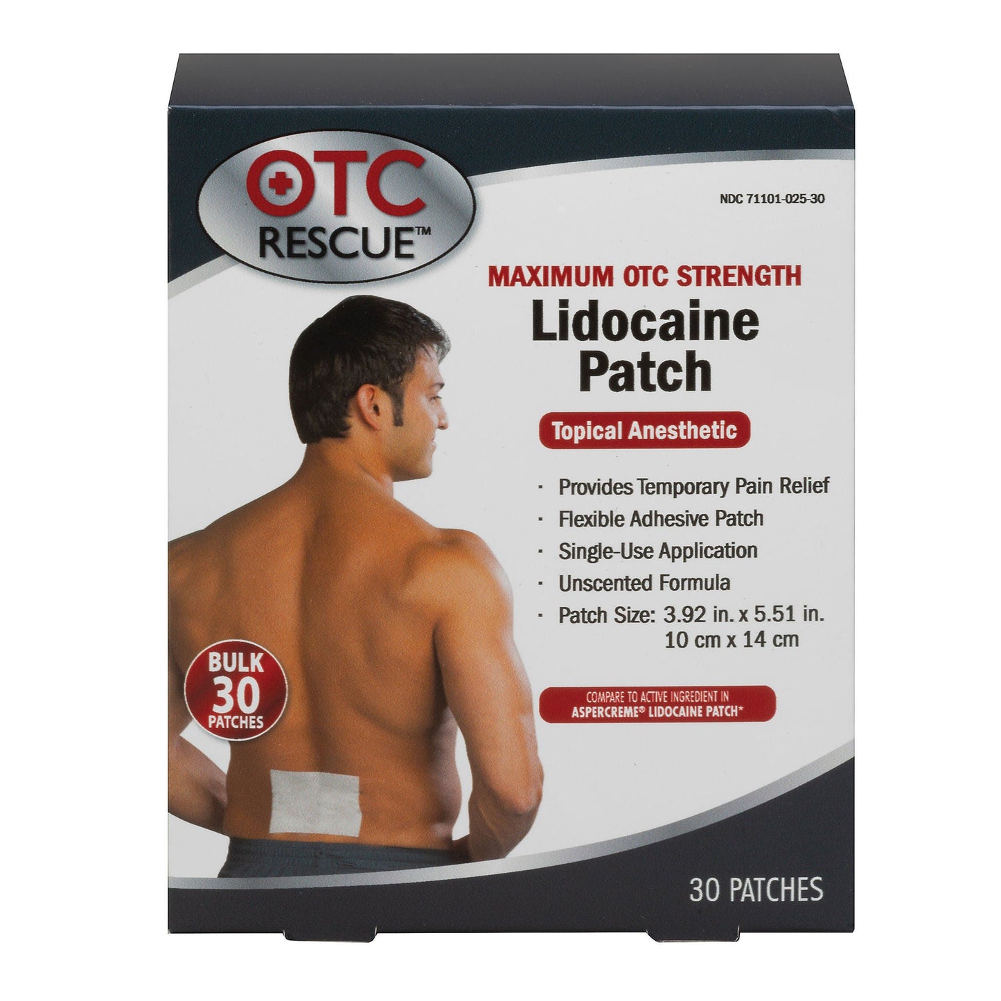 LIDOCAINE, PATCH PAIN RELIEF OTC RESCUE 30COUNT (8/CS)