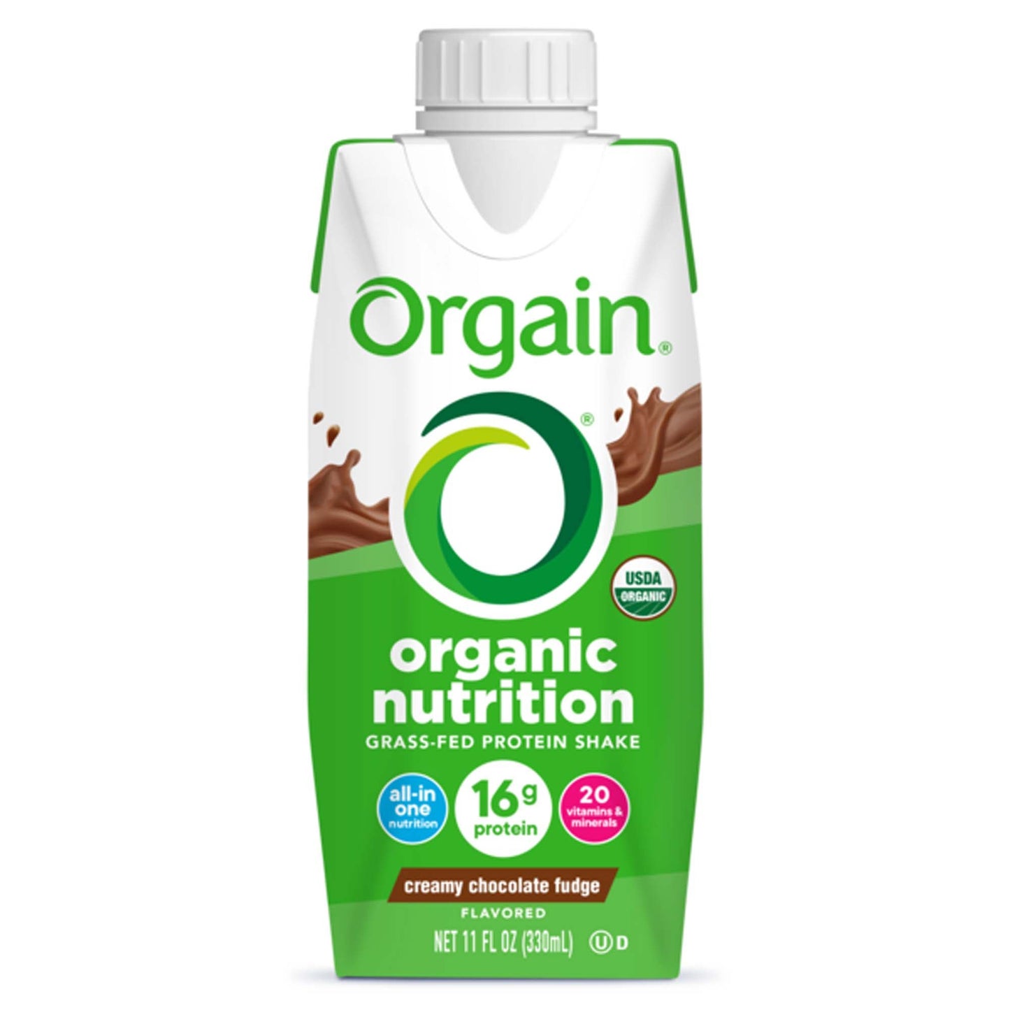 SHAKE, NUTRTN ORGANIC ORGAIN CREAMY CHOC FUDGE 330ML (12/CS)