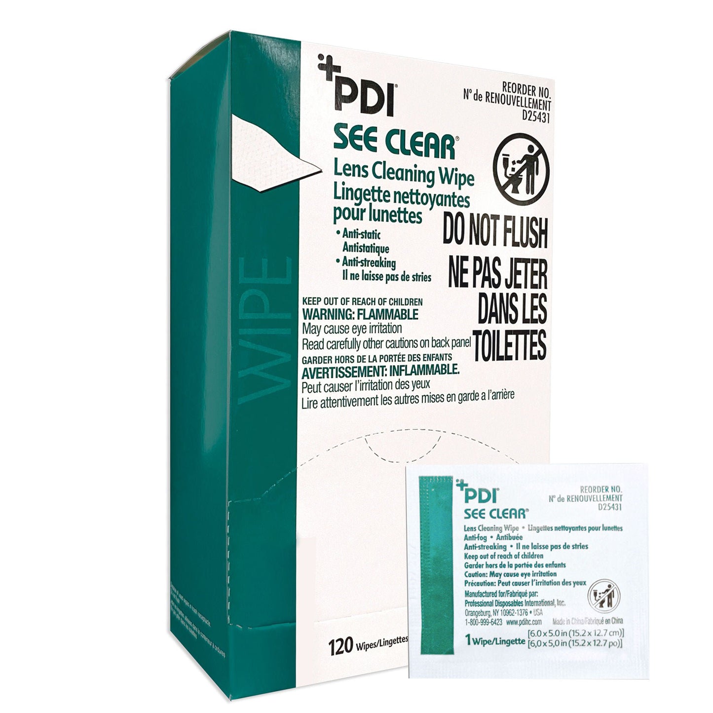 WIPE, EYEGLASS LENS CLEANER (120/BX)