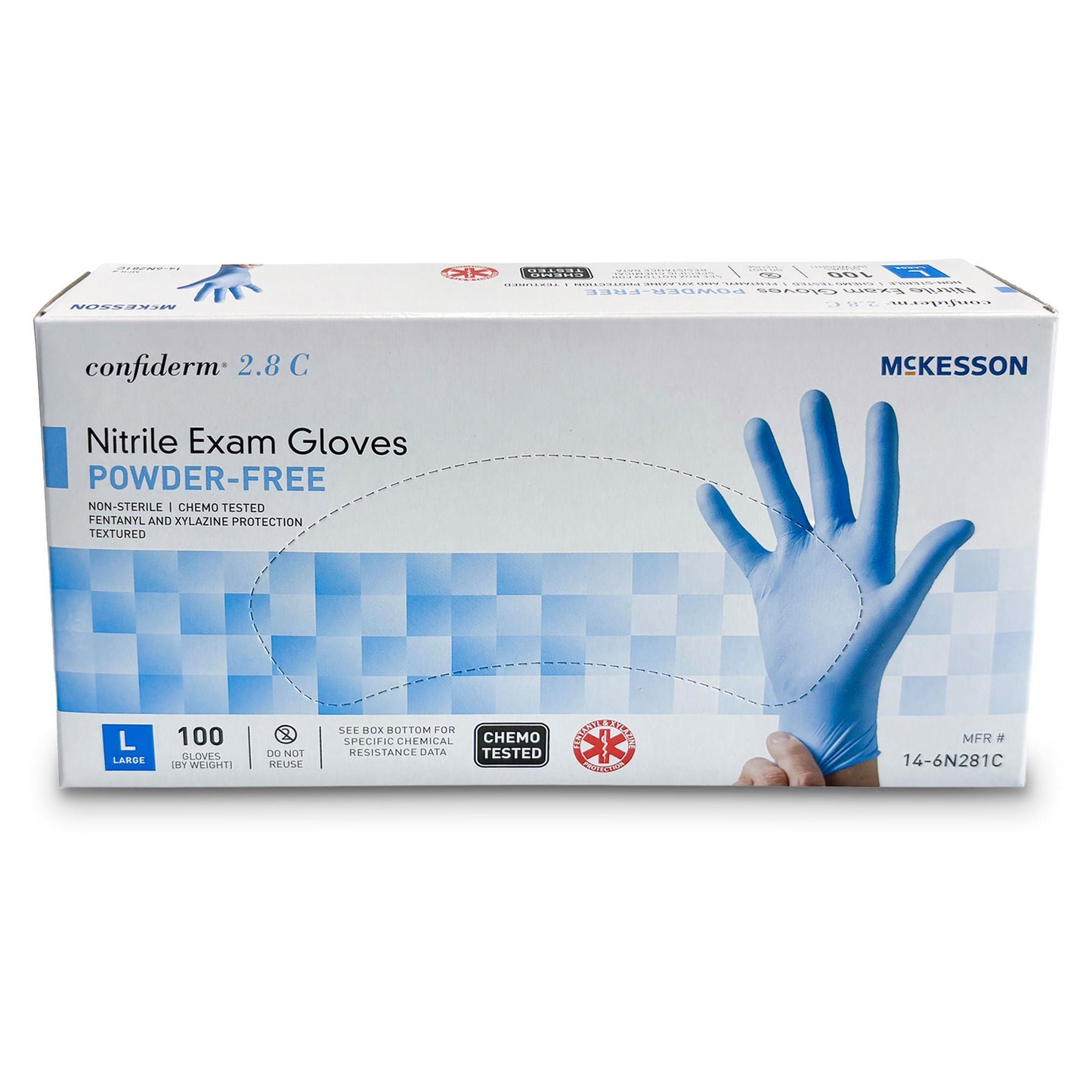 GLOVE, EXAM NITRL LG N/S CONFIDERM 2.8C (100/BX 10BX/CS)