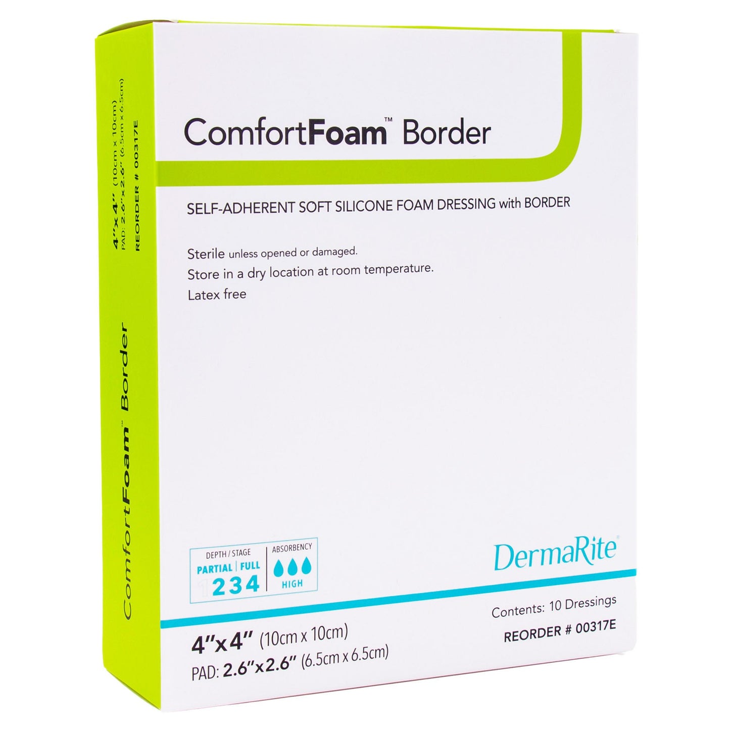 DRESSING, WND ADH W/BORDER SOFT SIL FM 4X4" (10/BX DERMRT