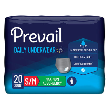 UNDERWEAR, PREVAIL MEN 28"-40"SM/MED (20/BG 4BG/CS)