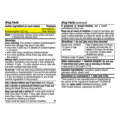 ACETAMINOPHEN, TAB 325MG (1000/BT 12BT/CS)