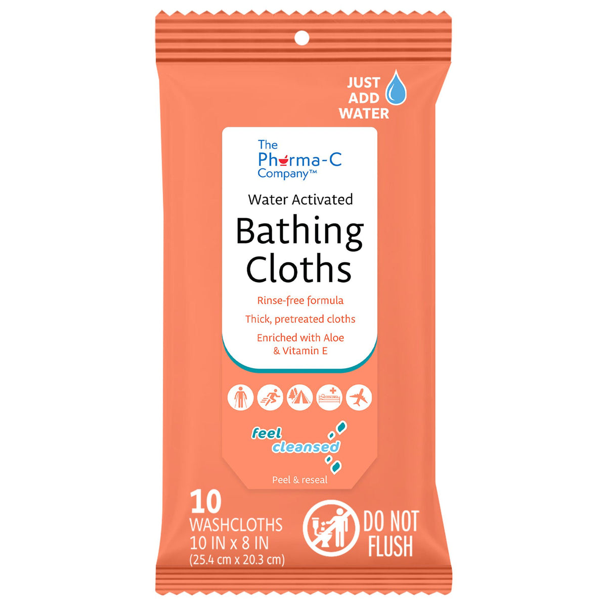 CLOTH, BATHING WET PHARMA-C W/ALOE & VITAMIN E (10/PK 36PK/C