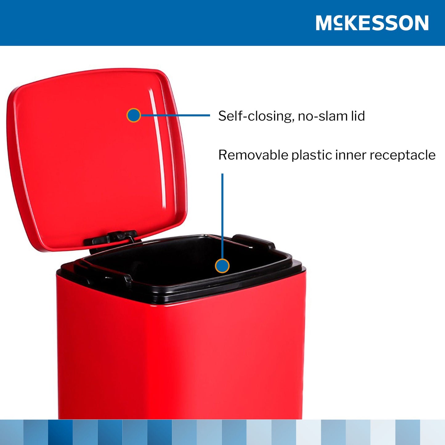 WASTECAN, STEP-ON SQ METAL RED32QT