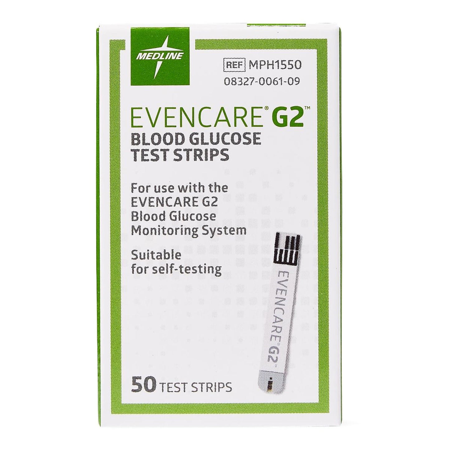 TEST STRIP, BLD GLUC METER EVENCARE G2 (50/BX 12BX/CS)