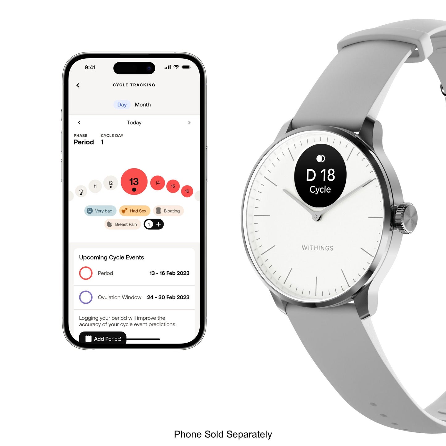 SMARTWATCH, HEALTH HYBRID DAILY SCANWATCH-LIGHT WHT 37MM