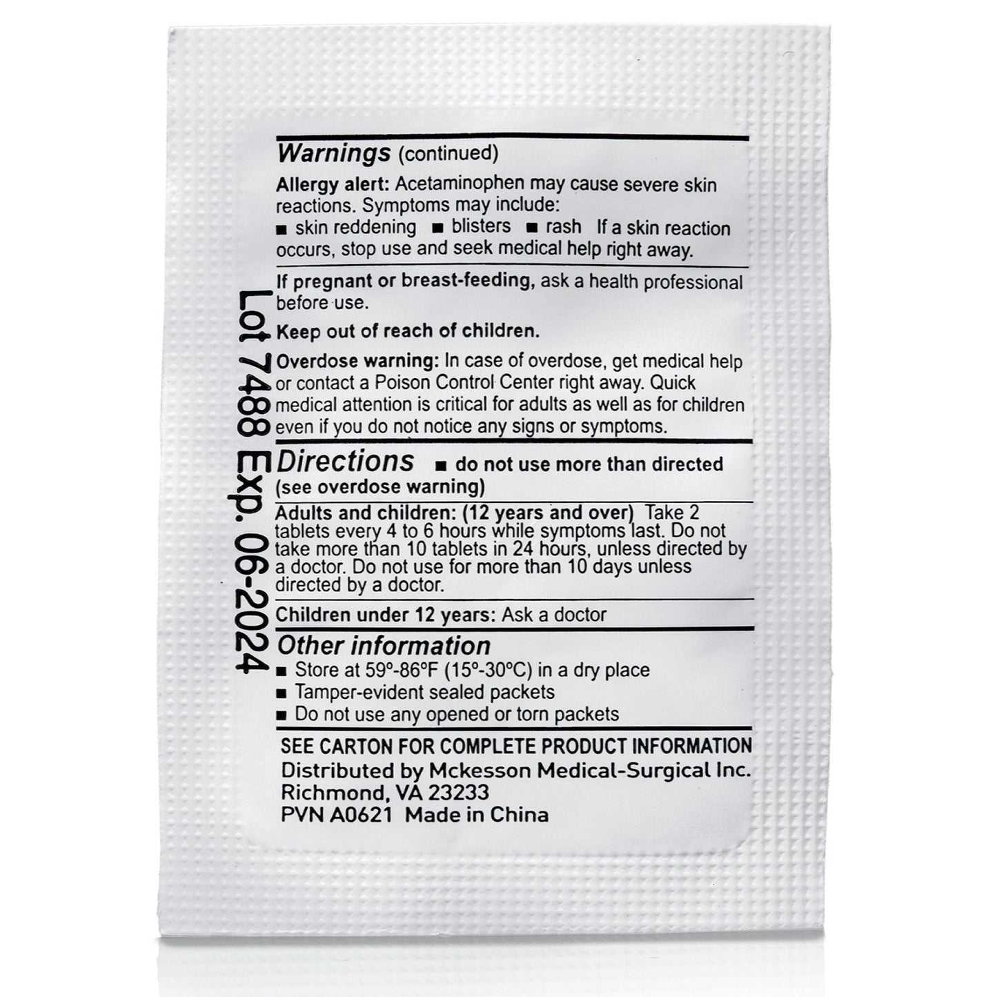 ACETAMINOPHEN TAB 325MG 250 X 2 UD BX 12BX/CS