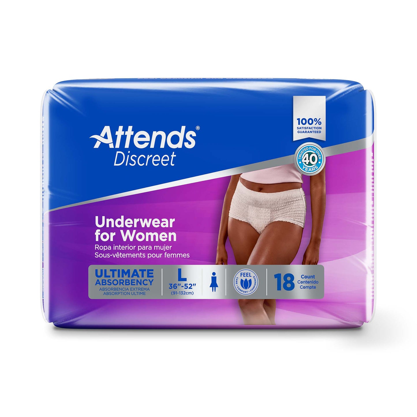 UNDERWEAR, DISCREET ATTENDS FML LG (18/BG 4BG/CS)