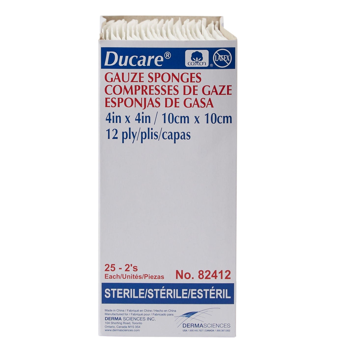 SPONGE, GAUZE 12PLY STR 2'S 4"X4" (25PK/BX 24BX/CS)