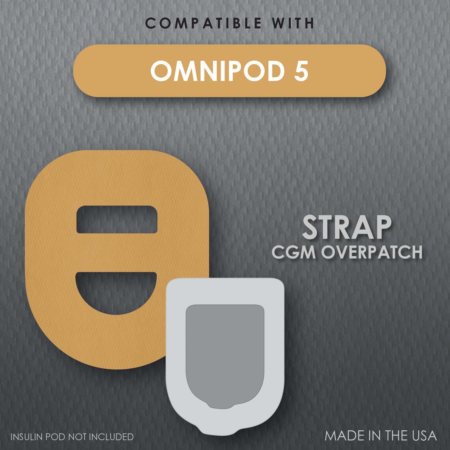 OVERPATCH, CVRGRD W/STRAP F/OMNIPODS5 TAN (25/CT 150CT/CS)