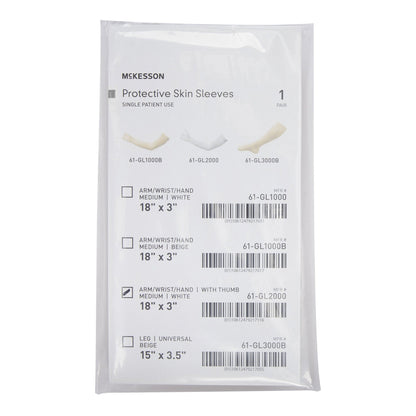 ARM SLEEVE, W/THUMB WHITE 18"X3" (12PR/CS)