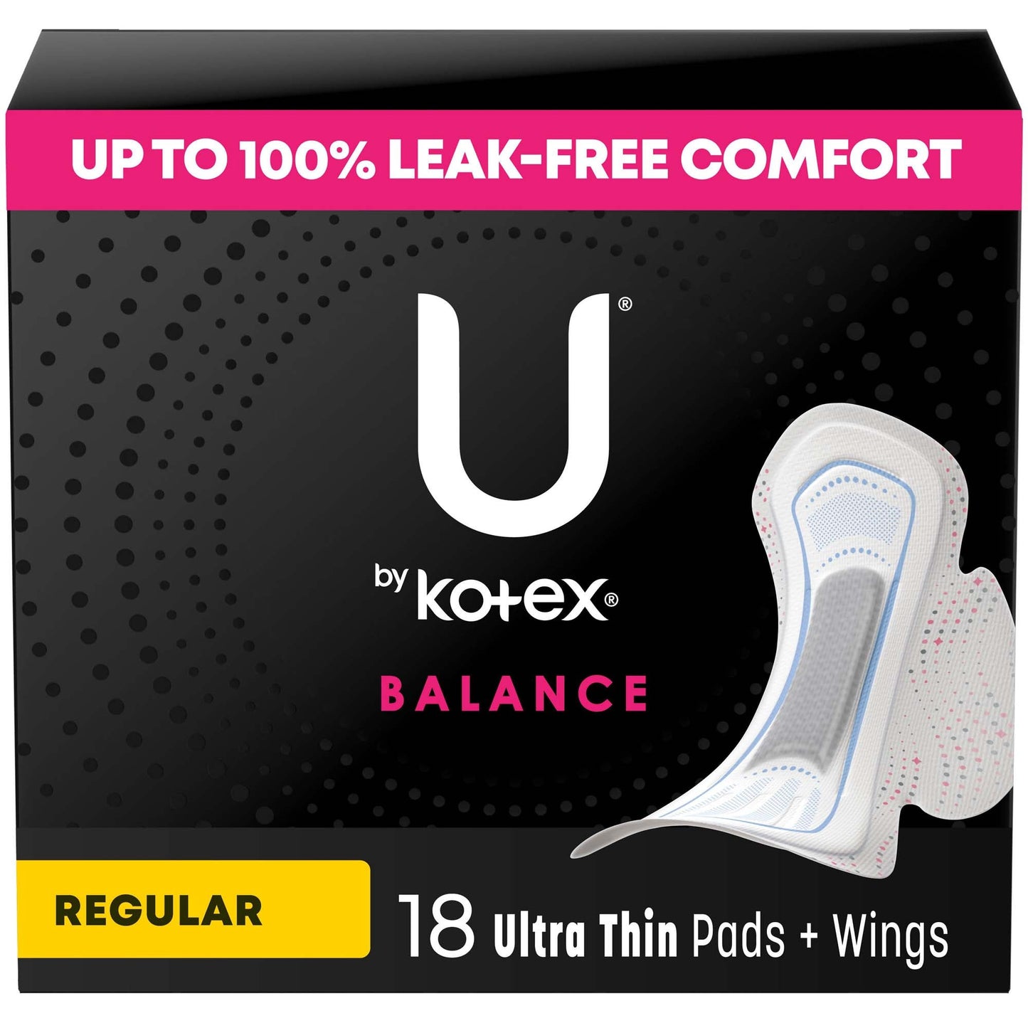PAD, U BY KOTEX SUPER PREM ULTR THIN REG WING (18/PK 6PK/CS)