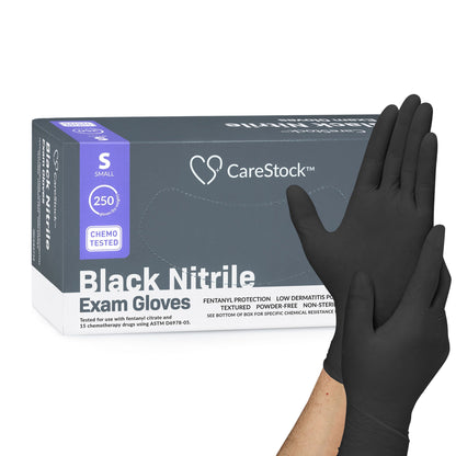 GLOVE, EXAM NTRL SM N/S CHEMO LDC BLK (250/BX 10BX/CS)
