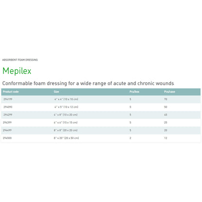 DRESSING, MEPILEX FOAM 4X4" (5/BX 14BX/CS)
