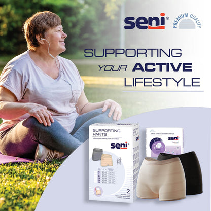 UNDERWEAR, SENI SUPPORTING NUDE/BLK LG (2/PK 16PK/CS)