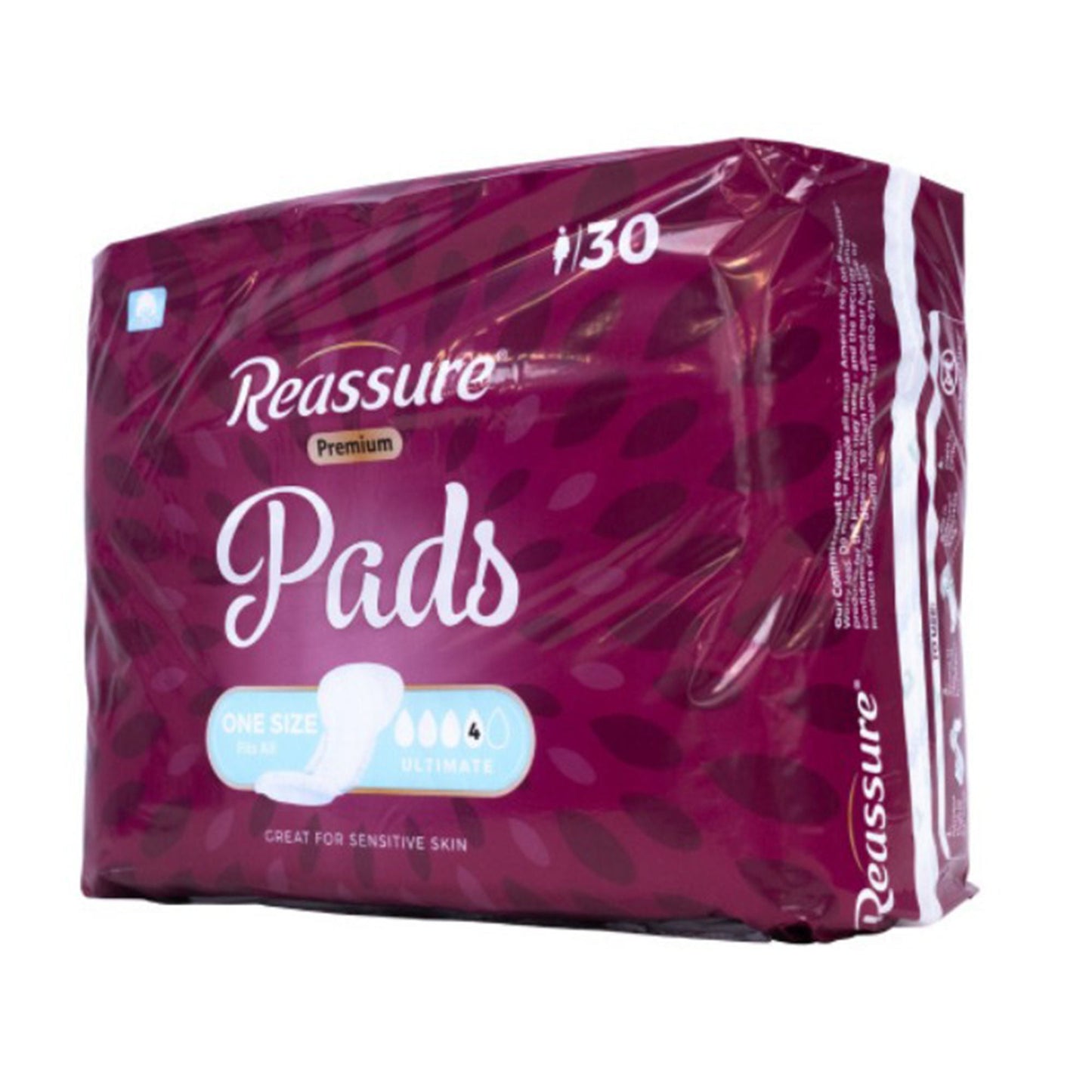 PAD, INCONT REASSURE PREM COTTON ULTIMT (30/BG 4BG/CS)