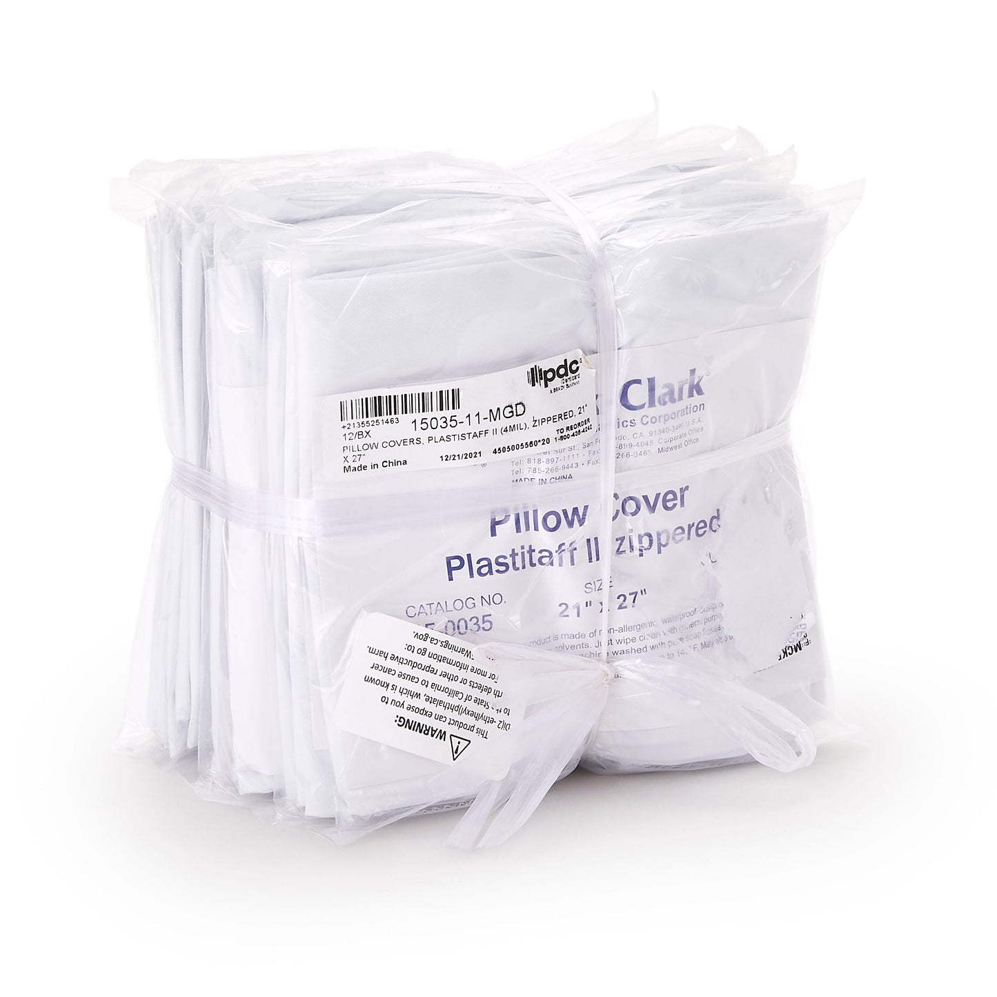 COVER, PILLOW ZIPPER 21"X27" 4MIL WHT (12/CS) PREDYN