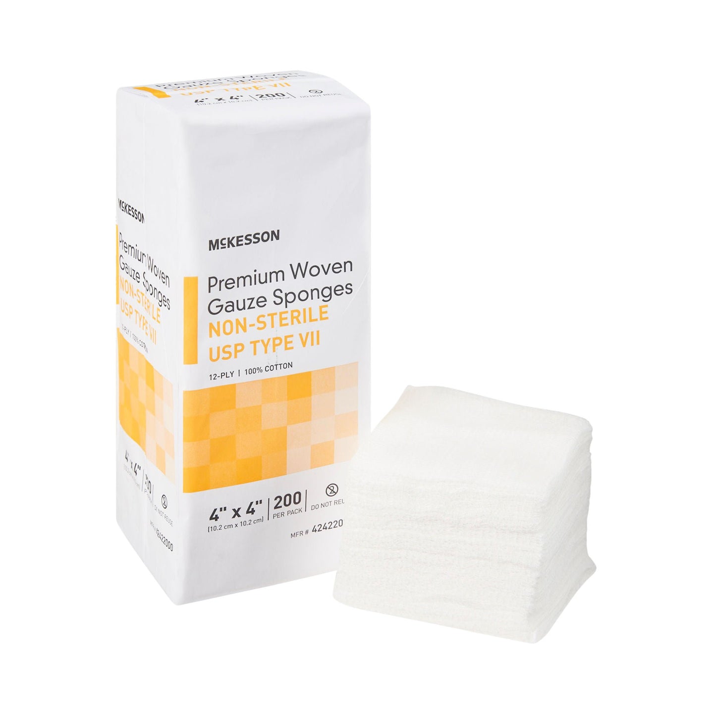 SPONGE, GAUZE TYPE-VII 12PLY N/S 4"X4" (200/PK 10PK/CS)