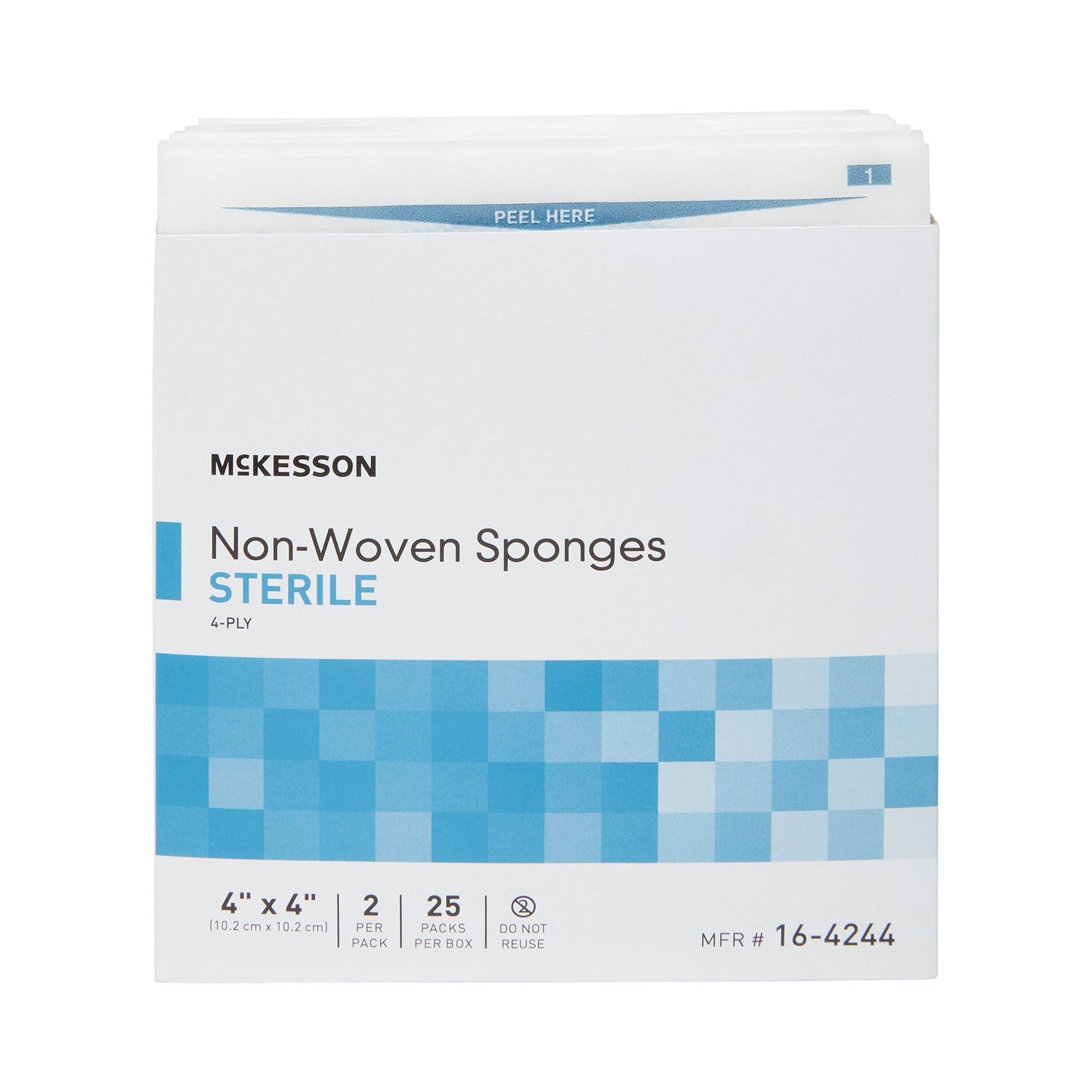 SPONGE, N/WOVN 4PLY 4"X4" STR 2'S (25PK/BX)