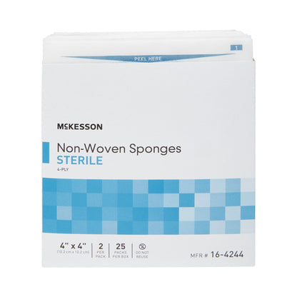 SPONGE, N/WOVN 4PLY 4"X4" STR 2'S (25PK/BX)