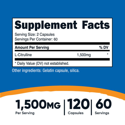 VITAMIN, CAP L-CITRULLINE 1500MG (120/BT 12BT/CS)