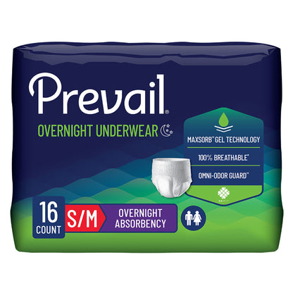 UNDERWEAR, OVERNIGHT PROT PREVAIL SM/MED 34-36" (16/PK 4PK/C