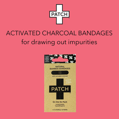 BANDAGE, ADH PATCH ON-THE GO W/ACTIVE CHARCOAL (4/PK 50PK/BX