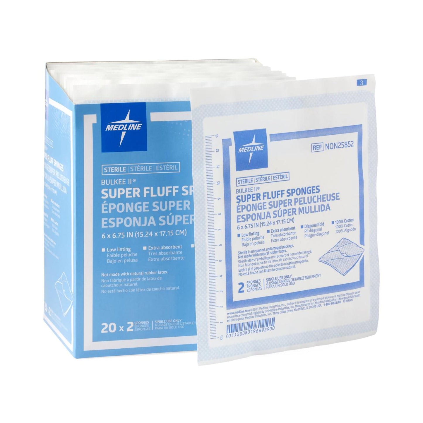 SPONGE, GAUZE 6"X6" STR LF (2 /PK 20PK/BX 12BX/CS)